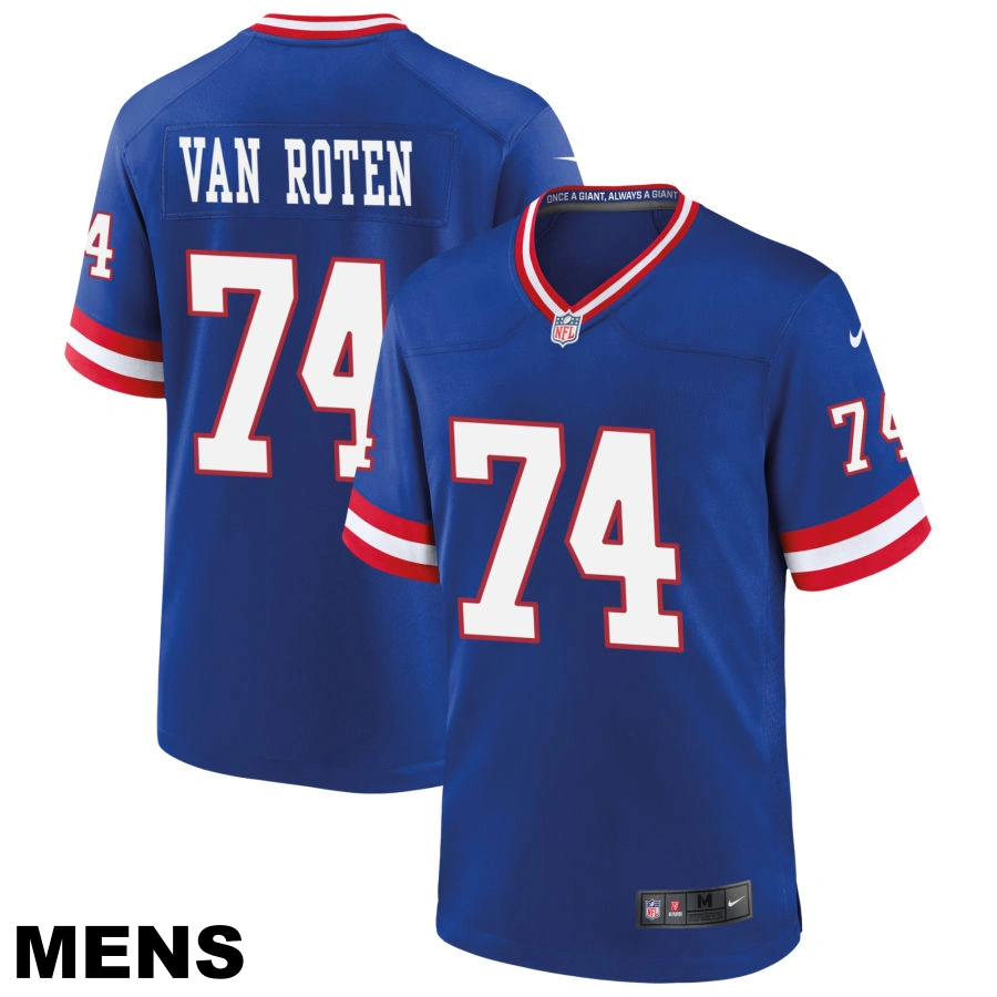 Men's New York Giants #74 Greg Van Roten Royal Classic Game Jersey Men's New York Giants #74 Greg Van Roten Royal Classic Game Jersey